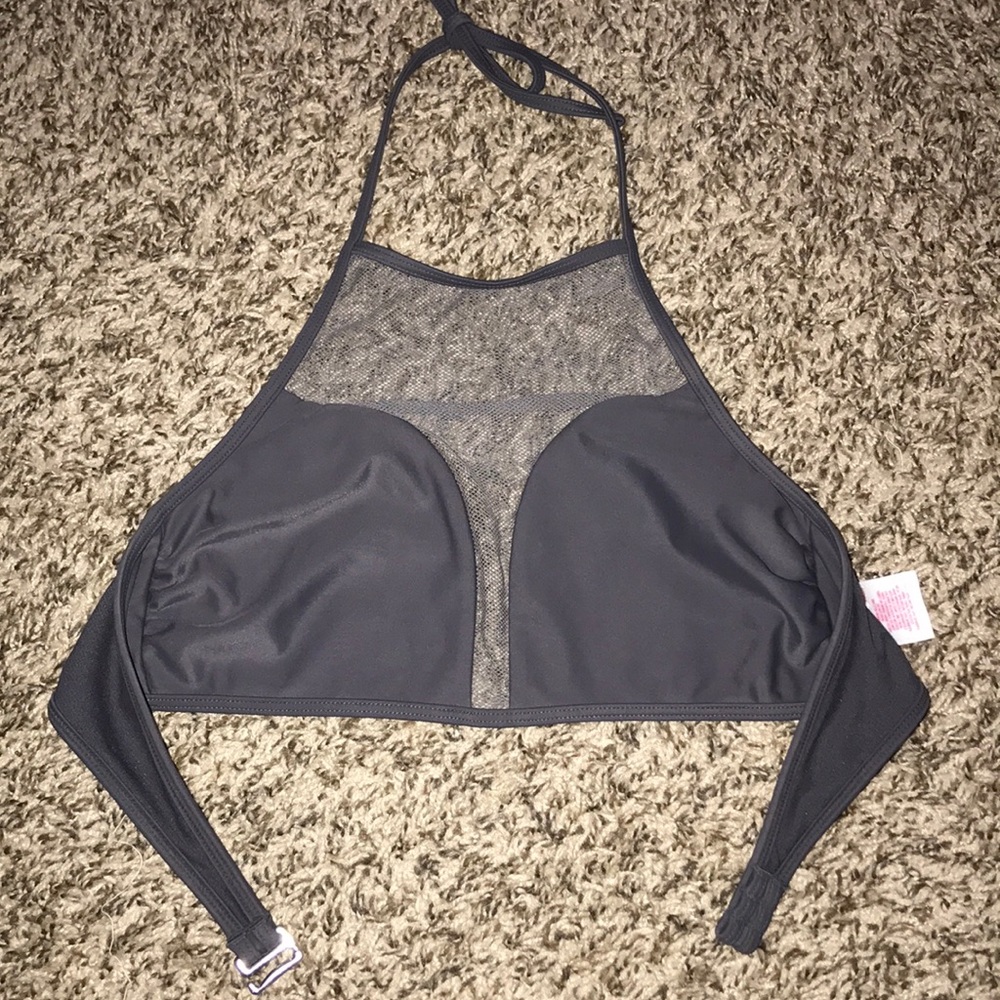 Halter swim top w/mesh